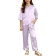 thumbnail image 4 of Cethrio Girls Long Sleeve Pajama Sets, Pullover Two Piece Comfy Soft Sleepwear Loungewear Purple Size 10-12, 4 of 4