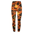 thumbnail image 3 of VBTAPA Halloween Pumpkin Leggings for Women Funny Cute Printed High Waist Stretch Workout Yoga Pants Holiday Party Tights Buttery Soft Milk Silk Legging Winter Savings Multicolor#3 XXL, 3 of 4