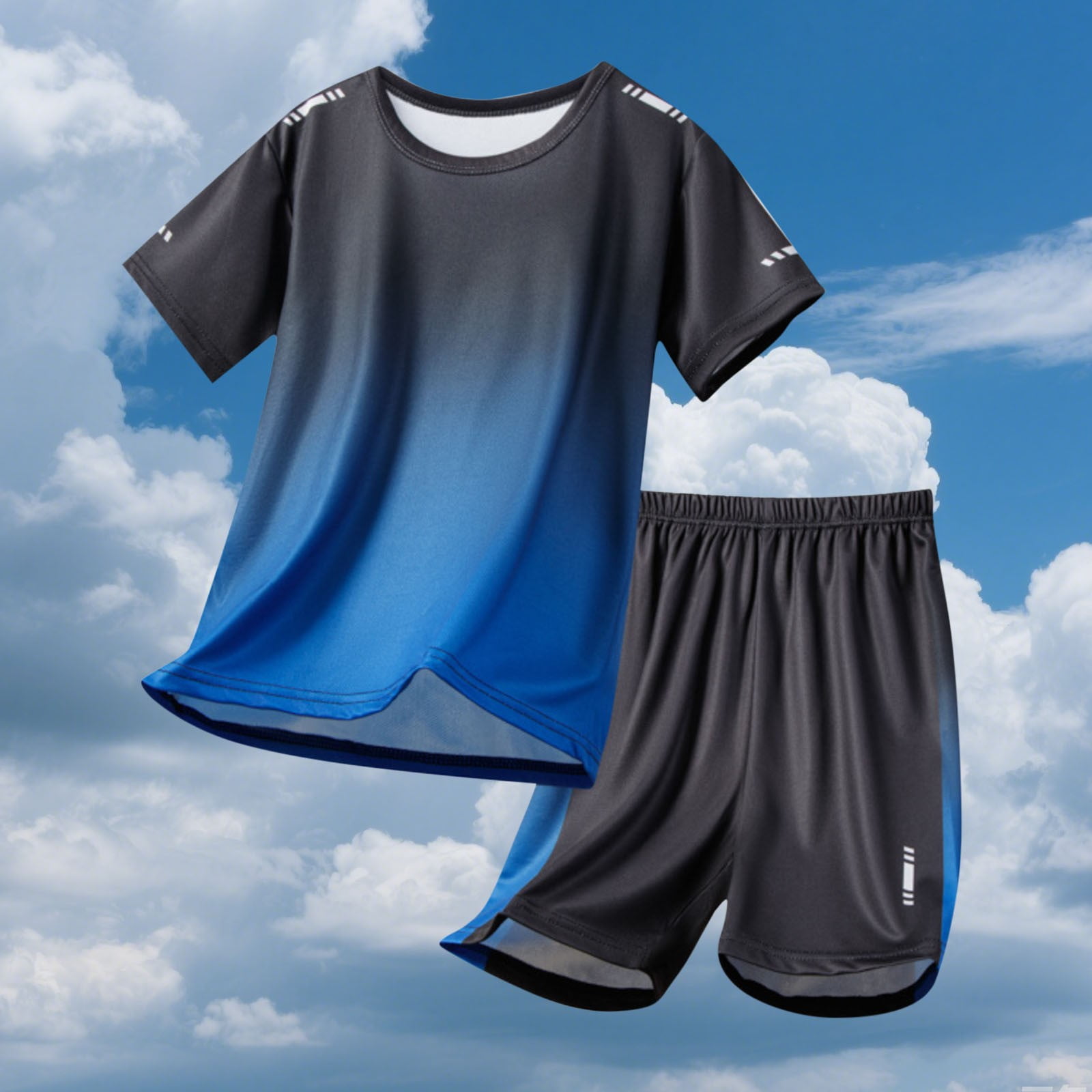 blue athletic shorts outfit