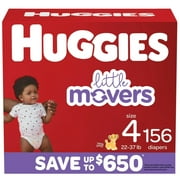 Huggies Little Movers Diapers Size 4 - 22-37 Pounds (156 Count)