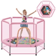 Mini Trampoline for Kids with Safety Enclosure Net, 55 Toddler Trampoline with No-Gap Safe Design, Segmart Recreational Trampolines for Birthday Gifts, Rebounder Trampoline with Ocean Balls
