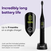 Burst Pro Sonic Toothbrush, Rechargeable Electric Toothbrush, Pressure Sensor, Black