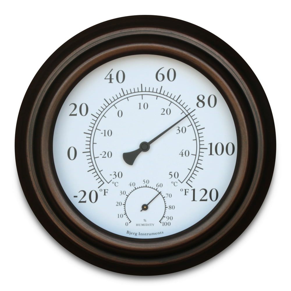 Bronze 8" Metal Decorative Indoor / Outdoor Thermometer and Hygrometer