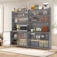 thumbnail image 3 of 73" Tall Kitchen Pantry Cabinet with 4 Doors & Pegboard,Metal Pantry Storage Cabinet with Adjustable Shelves for Kitchen,Dining Room,Grey02, 3 of 8