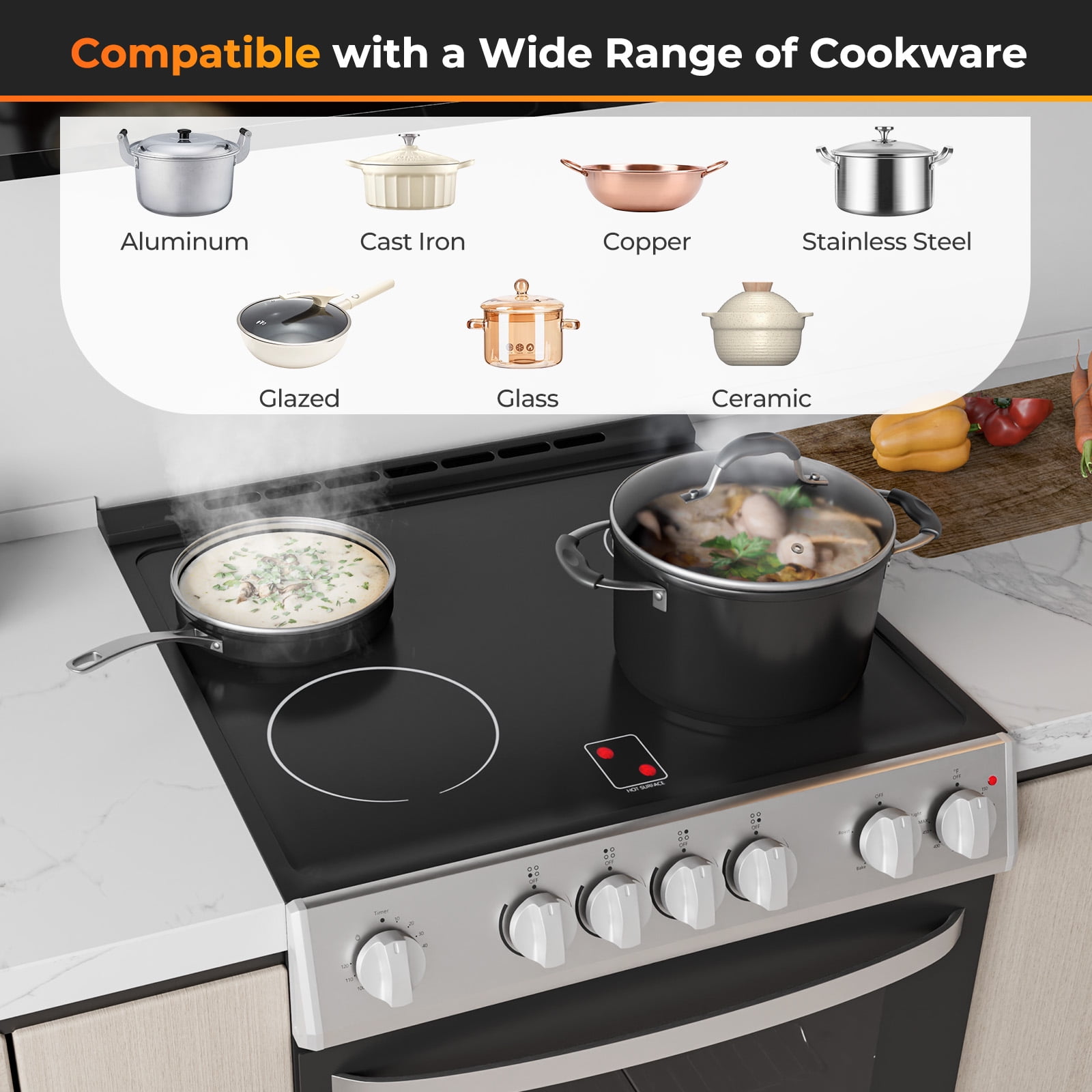 Costway Electric Range 30" Freestanding & Slide-in Kitchen Stove with Cooking Modes