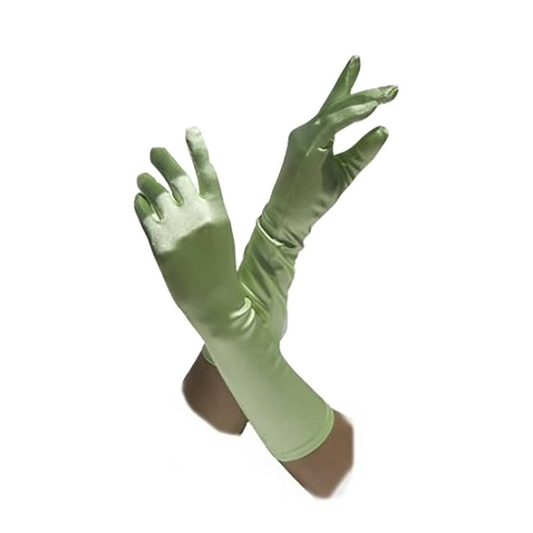 Gravity Threads Satin Opera Gloves Above the Elbow 14.7 inches Apple Green