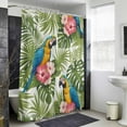 thumbnail image 6 of Xipuska Summer Shower Curtain - Water Repellent Fabric Shower Curtains Washable, Botanical Palm Leaves Flower Bird Animals Plants Decorative Cloth Bathroom Curtains Modern Bath Decor 72"x72", 6 of 6