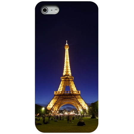 CUSTOM Black Hard Plastic Snap-On Case for Apple iPhone 5 / 5S / SE - Eiffel Tower Paris