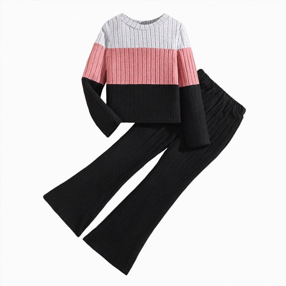 TOWED22 Toddler Baby Girl 2 Piece Fall Winter Clothes Long Sleeve Crewneck Sweatshirt and Joggers Cute Outfits Set(Black,11-12 Y)