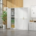thumbnail image 2 of Kitchen Pantry Cabinet,71”White Metal Pantry Storage Cabinet with Doors and 4 Adjustable Shelves,Kitchen Cabinet with 2 Gold Handles,Tall Cabinet for Livingroom,Pantry, Bathroom,Kitchen, 2 of 8