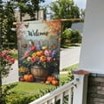 thumbnail image 4 of Welcome Autumn Garden Flag 12x18 Inch Double Sided Fall Flowers Pumpkins Bird Wooden Barrel Yard Flag Outdoor Decoration Small Farmhouse Yard Outdoor Decor Rustic Home Birthday Gift Holiday Gifts, 4 of 7