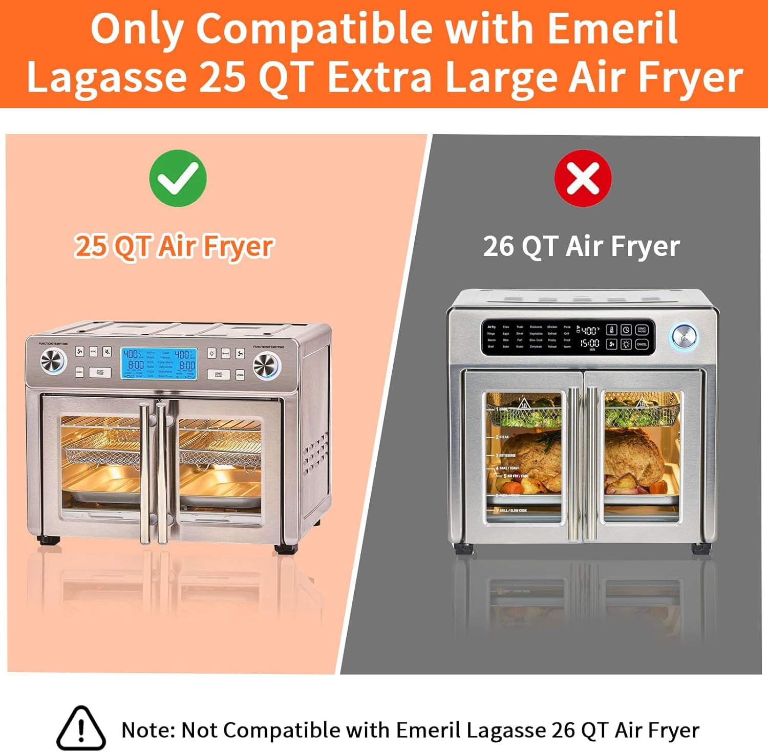 Air Fryer Accessories for  French Door 360 Extra Large Dual Zone 25 QT Oven, Baking Set with Air Fryer Basket Baking Pan Tray Disposable Parchment Paper Reusable Baking Mat Cookware