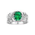 thumbnail image 1 of RYLOS Bagues pour Femmes Bague en Or Blanc 14K Classique Pierre Précieuse Ovale 9x7 mm et Diamants Mai Émeraude Bijoux Taille 5, 1 of 7