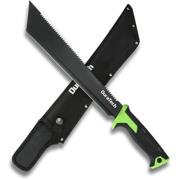 DURATECH 13" Machete with Sheath and Strap, Steel Blade, Ergonomic Non-Slip Rubber Handle, Survival Machete for Camping, Hiking, Fishing, Hunting, Bushcraft