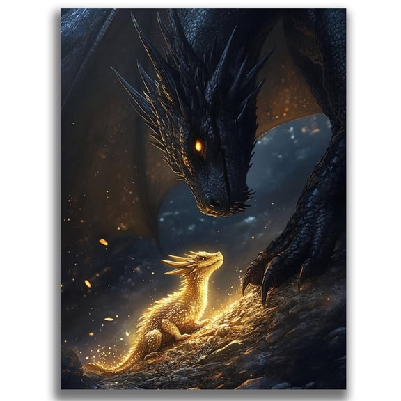 Mosflare Dragon Diamond Art Painting Kit,14x14 inch,HD Canvas Full Drill Gem Art,DIY Craft Home Wall Decor and Gift
