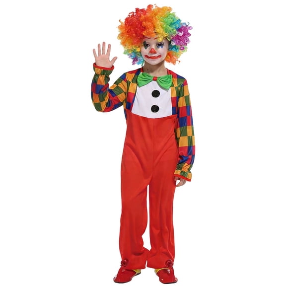 CONZONE Carnival Toddler Boys Clown Dress Up Patchwork Color Jumpsuit With Hat Funny Party Stage Performance Outfits