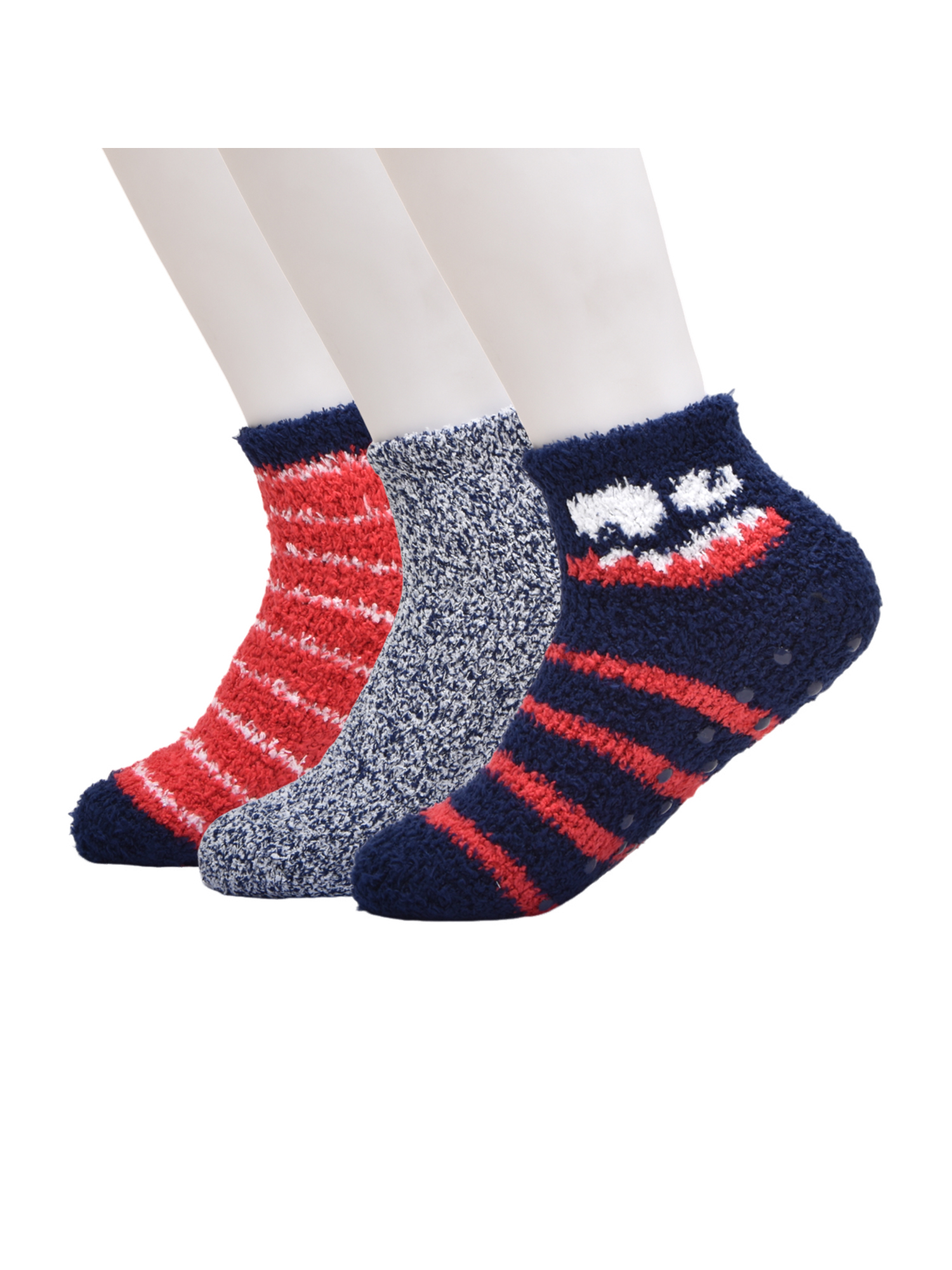 Wonder Nation Boys Funny Face Icon Cozy Ankle Socks, 3-Pack, Size S, Shoe Sizes 4-8.5