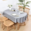 thumbnail image 4 of Faux Linen Oval Tablecloth Heavy Duty Wrinkle Resistant Fabric Table Cloths 60 x 84 Inch Grey Farmhouse Rustic Table Cover for Kitchen Dining Indoor Outdoor Tabletop Decoration, 4 of 6