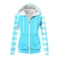 thumbnail image 4 of FRSASU Zip up Hoodies for Women Fall Plaid Print Casual Long Sleeve Sweatshirts Lightweight Comfort Soft Jackets with Pocket Sky Blue XXXL(XXXL), 4 of 9
