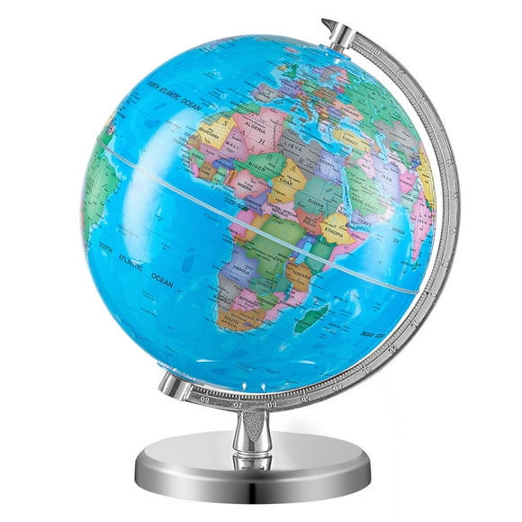 KFFKFF Spinning Earth Globe on Stand, 8 in/203.2 mm, Accurate Time Zone Learning Globe, Durable ABS, 360° Rotation for Educational Purposes in Classrooms and for Children
