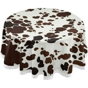 SKYSONIC Cow Print Round Tablecloth,Washable Oil Proof Table Cover for Kitchen Holiday Party Wedding Picnic Decoration