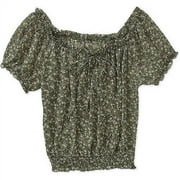 Susie Rose Juniors Plus Woven Peasant Top with Banded Bottom