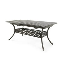 GDF Studio Betsys Outdoor Cast Aluminum Expandable Dining Table, Shiny Copper