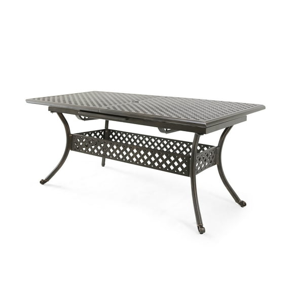 GDF Studio Betsys Outdoor Cast Aluminum Expandable Dining Table, Shiny Copper