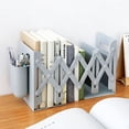 thumbnail image 2 of KAKOWELY bookends with pen holder Telescopic Book Shelf Simple Bookstand Creative Book Ends Durable Book Stand With Pen Container for Home Office Shop Store (Grey Bookeds and Grey Pen Container), 2 of 4