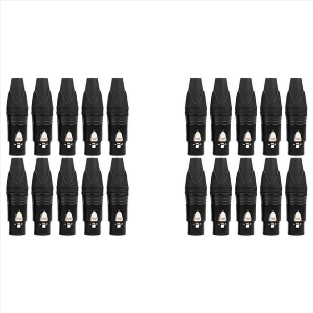 20 Uds DIY 3 Pines XLR Adaptador Enchufe XLR Conector de Aviación Cabezal de Soldadura Conector de Cable de Micrófono (Hembra)