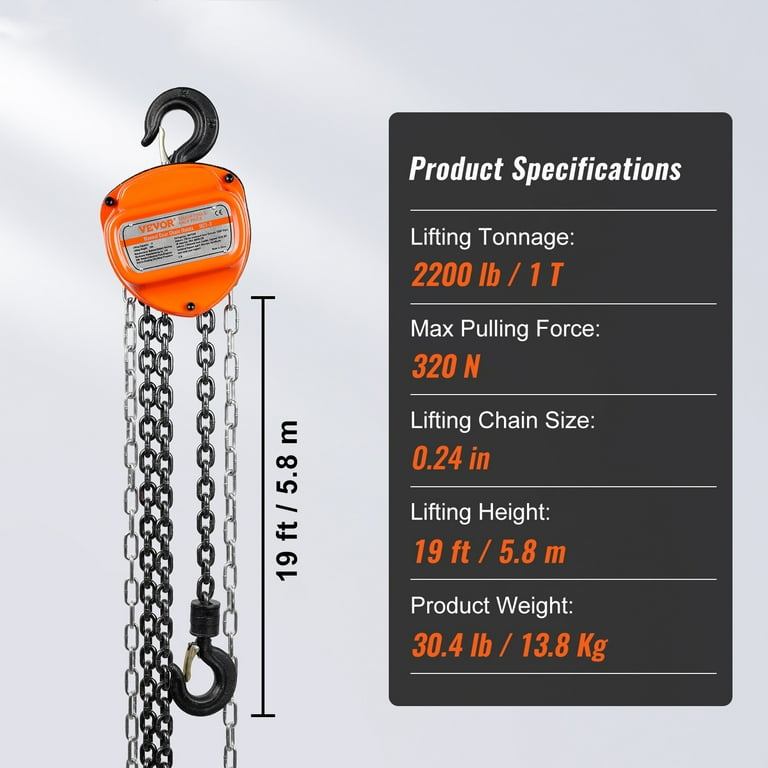 Heavy Duty Chain VEVOR Manual Lever Chain Hoist, 1-1/2T 3300LBS Capacity Heavy Duty 10ft Lift G80 Alloy Steel Chain Dual Pawl Mechanical Brake 360 Rotating Come Along - Foto 3