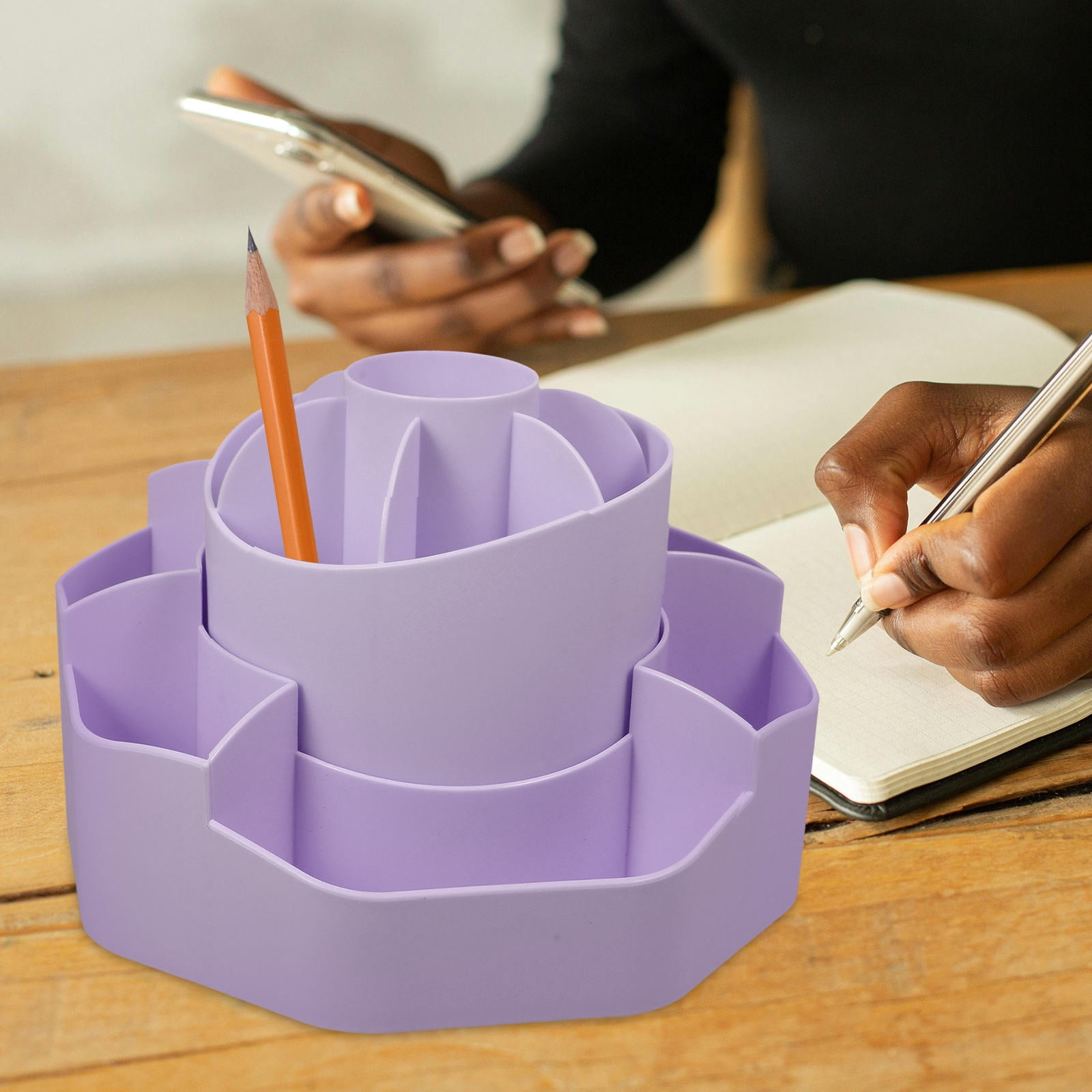Hemoton Writing Pens Holder Students Pencils Holder Office Accessory Rotating Desk Organizer Cup Holder For Desk Pencils Table Organizer Box