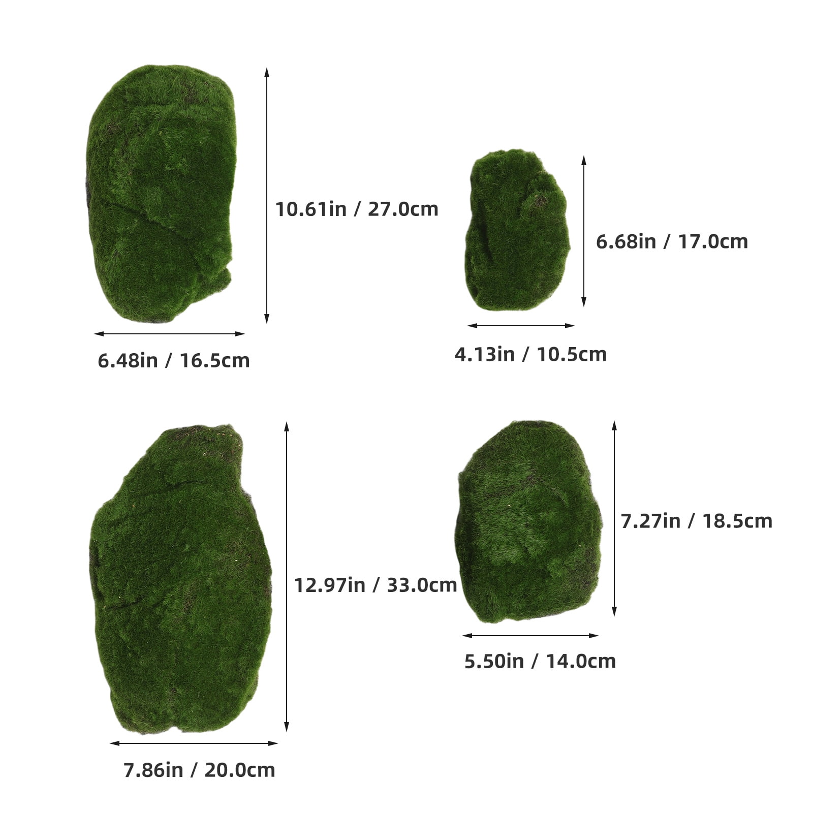 Masteelf 4pcs Artificial Moss Rocks Decorative Faux Green Moss Covered Stones for Garden Decor DIY Floral Arrangements and Plant Potted Decoration