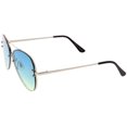 thumbnail image 3 of sunglassLA Unisex Oversize Rimless Aviator Sunglasses Double Crossbar Gradient Lens 61mm (Silver / Blue Yellow) - 61mm, 3 of 4