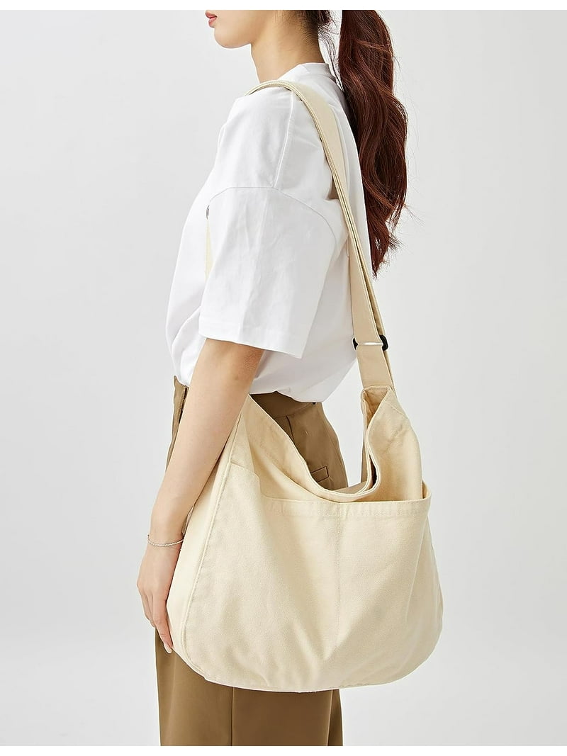 Canvas Crossbody Hobo Shoulder Tote Bag for Men Women, Casual