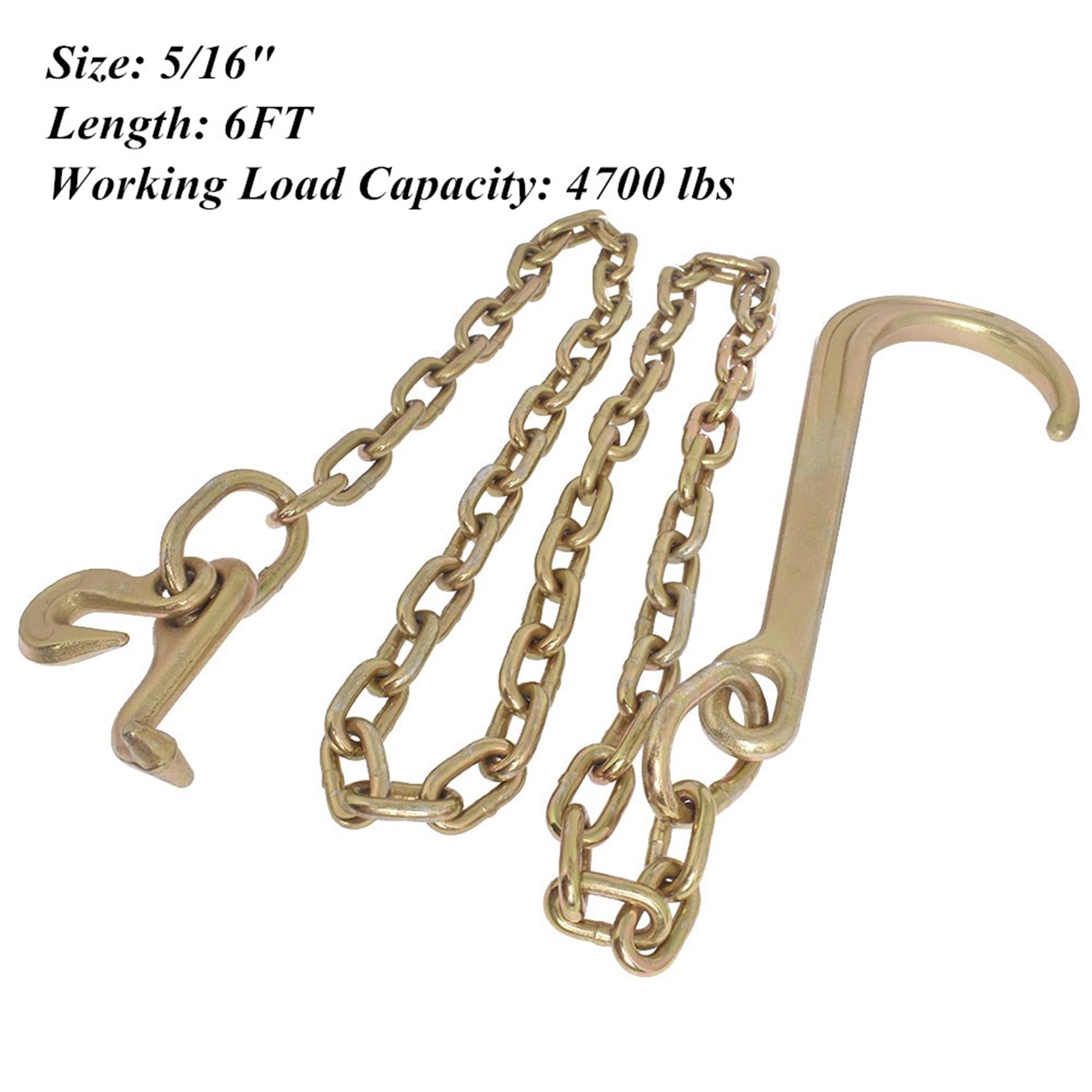LABLT Tow Chain J Hook 5/16 x 6 ft Grade 70 Replacement for Mini T Hook Recovery Wrecker Axle