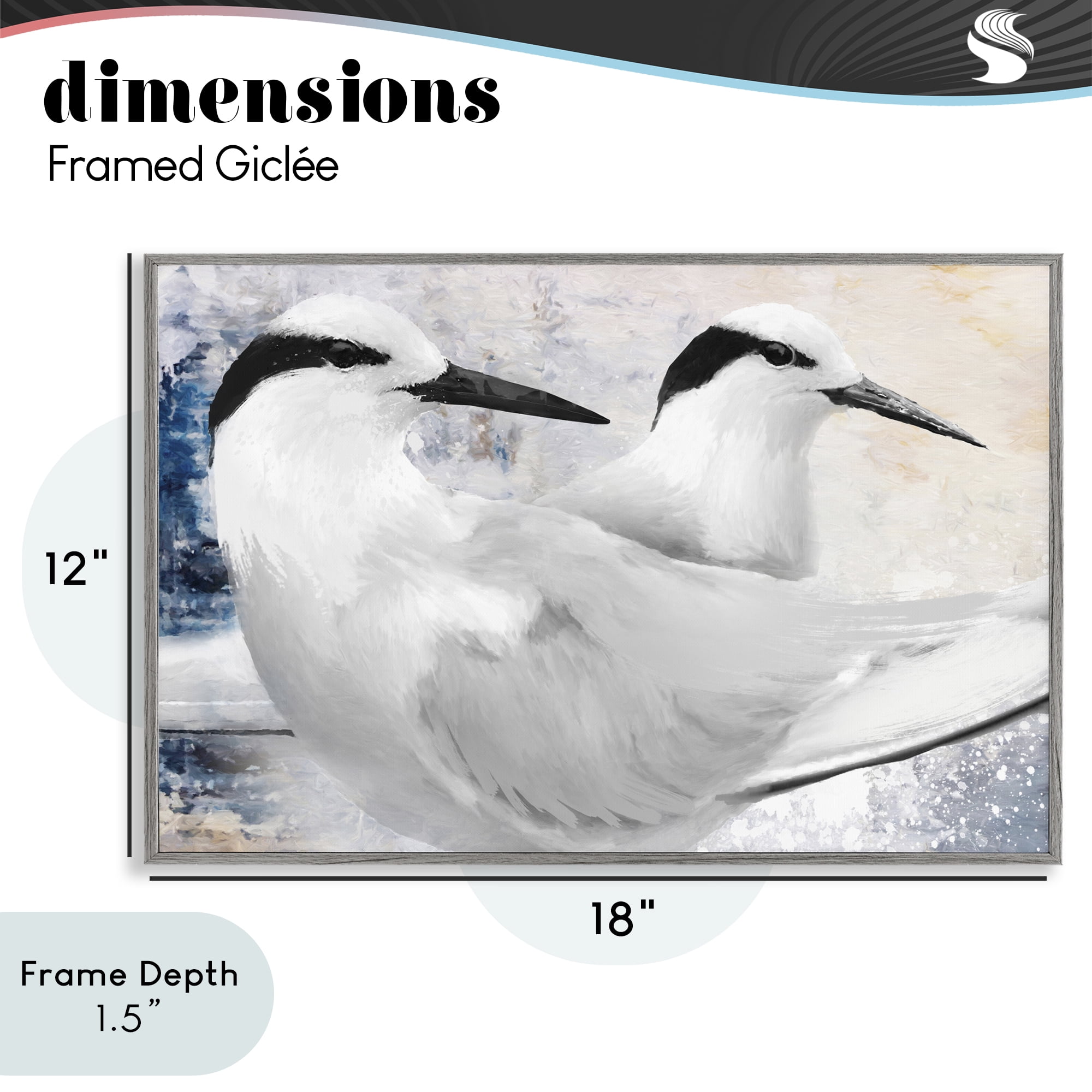 Stupell Industries Black Naped Tern Gray Framed Giclee Art, design by Porter Hastings