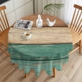 thumbnail image 3 of Green Brown Wood Grain Round Tablecloth 60 inches Vintage Farmhouse Country Style Waterproof Oil-Proof Table Cloth Round Table Cover for Holiday Party Picnic Dinner Decor Indoor and Outdoor Use, 3 of 9