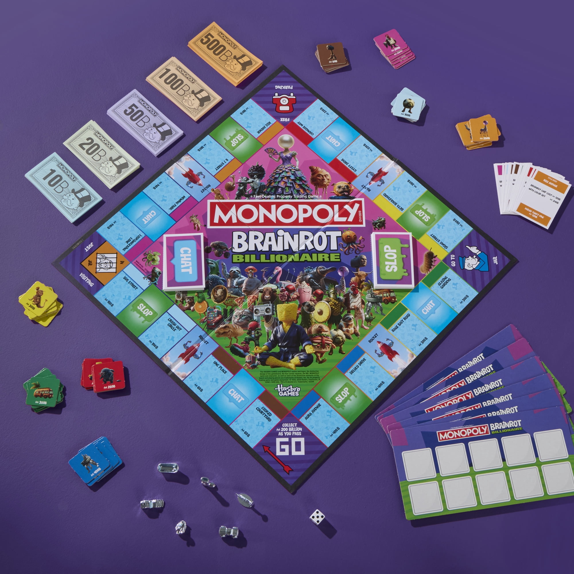 Monopoly Brainrot Billionaire Board Game with AI Slop, Funny Family Games, Ages 8+