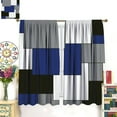 thumbnail image 6 of Beige Striped Kitchen Curtains, Midnight Blue Geometric Simple Retro 3-Piece Kitchen Curtain Valance and Tiers Set 24 Inch Length, Rod Pocket Half Window Curtains for Cafe Living Room Bathroom, 6 of 6