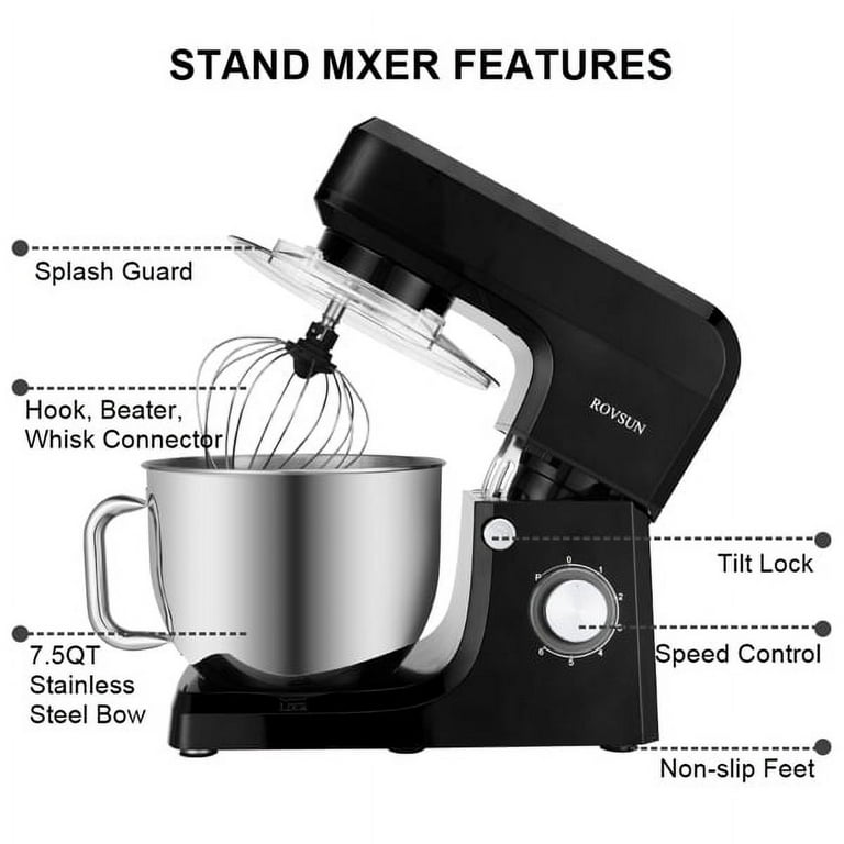 Stand Mixer Stand Mixer 500W 6 Speed Electric Food Mixers Kitchen Mixing  Stainless Steel with Whisk, Beater, Splash Guard & Mixing Bowl for Baking