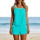 thumbnail image 5 of Traje de baño Tankini para mujer, de color liso, conservador, sin espalda, con bloques de color, con bolsillo, shorts de baño, conjunto de dos piezas, traje de baño de dos piezas para mujer, trajes de, 5 of 8
