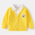 thumbnail image 5 of Splozh Toddler Pullover Boys Cotton Sweatshirts Lapel Button Down Long Sleeve Pullover Tops Sweatshirts Fall Clothes,Yellow,3-4 Years, 5 of 6