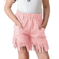 thumbnail image 1 of LIJCC Kids Girls Faux Suede Fringe Shorts Tassel Retro Solid Color Rodeo Performance Costume Shorts with Pockets, 1 of 4