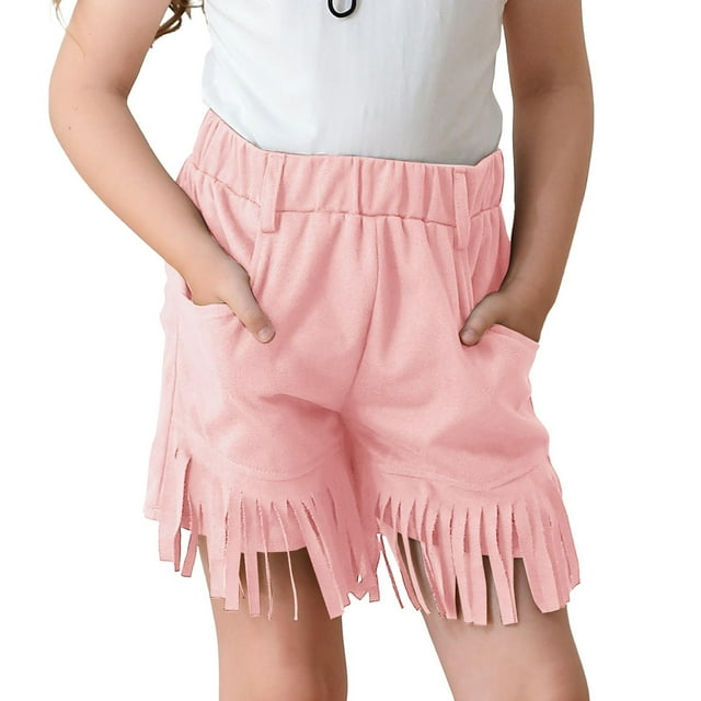 RIJOPUTY Shorts de Soccer pour Filles 10-12 Shorts de Danse Jeans Évasés pour Adolescentes Shorts à Carreaux Rouges Shorts d'Entraînement Sans Couture, Rose 9-10 Ans