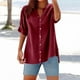 thumbnail image 2 of Camisa informal con botones para mujer para el día a día: top ligero de verano con diseño versátil, color liso y fácil cuidado., 2 of 4