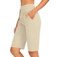 thumbnail image 2 of Vibrex Women's 5" Yoga Capris No Front Seam High Stretch Tight Leggings for Gym Running Workout,Brown_XL, 2 of 9