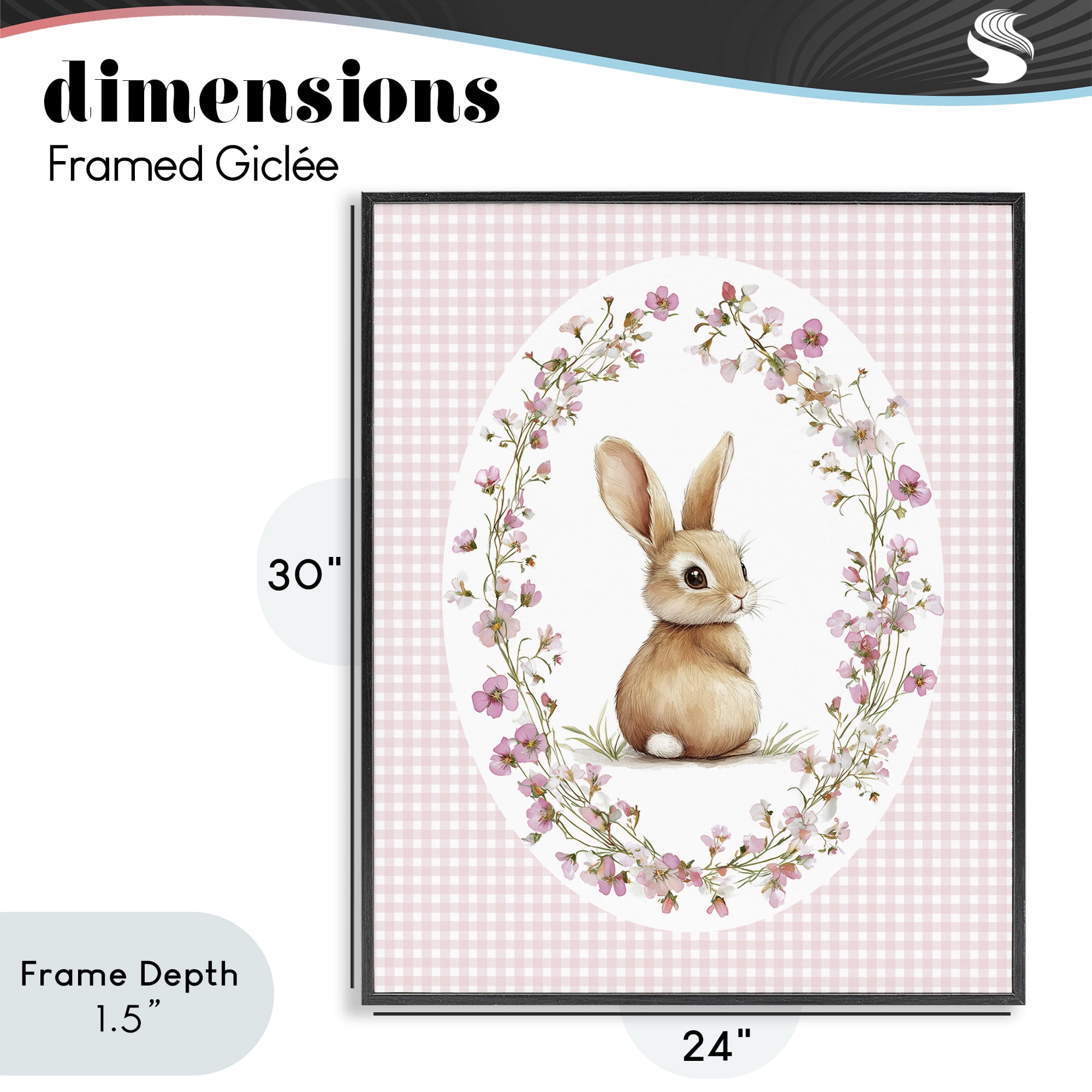Stupell Industries Spring Gingham Rabbit Black Framed Giclee Art, design by Christine Simpson Art