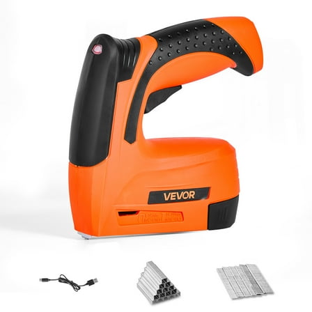 VEVOR Cordless Brad Nailer, 2-in-1 Nail Gun Staple Gun, 18 Gauge 5/8 inch, Battery Powered, with 1000 Pcs Staples and 1000 Pcs Nails, Non-Slip Rubber Grip,for Woodworking, Carpentry and DIY Projects