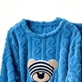 thumbnail image 5 of Lounge Sets for Women Winter Warm Plush Pajama Set Cute Bear Print Long Sleeve Top and Cozy Pants Soft Comfortable Sleepwear Blue, 5 of 5